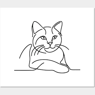 Cat line art black and white Posters and Art